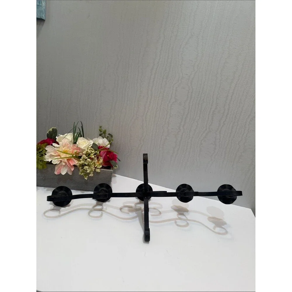 Vintage Black Wrought Iron Candelabra Gothic
